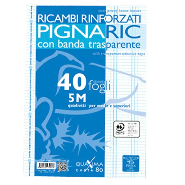 1x RICAMBI FORATI RINFORZATI A4 5MM 40FG 80GR PIGNARIC