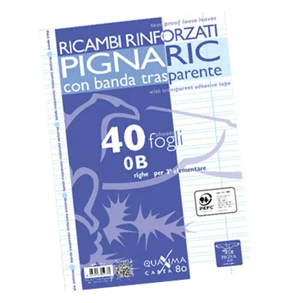 1x RICAMBI FORATI RINFORZATI A4 RIGO DI 3  40FG 80GR PIGNARIC