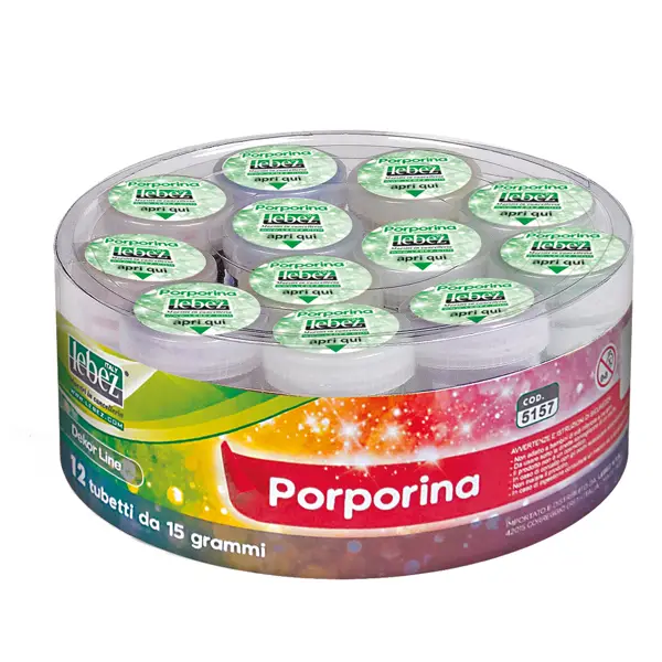 1x ASSORTIMENTO 12 TUBETTI PORPORINA 15gr ASSORTITI LEBEZ