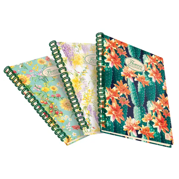 3x BLOCCO SPIRALE 232X297MM 5MM A4 80GR 120FG PIGNA NATURE FLOWERS