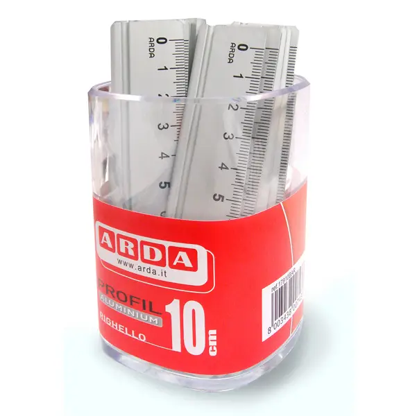 1x BARATTOLO 15 RIGHELLI ALLUMINIO 10CM ARDA