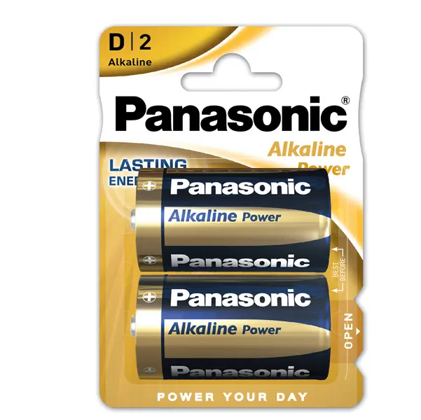 1x BLISTER 2 PILE TORCIA ALKALINE D 1,5V PANASONIC