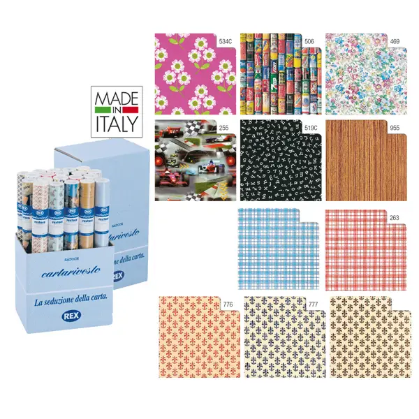 1x EXPO 50 ROTOLI CARTARIVESTO REX58 LAVABILE 50X500CM ASSORTITI