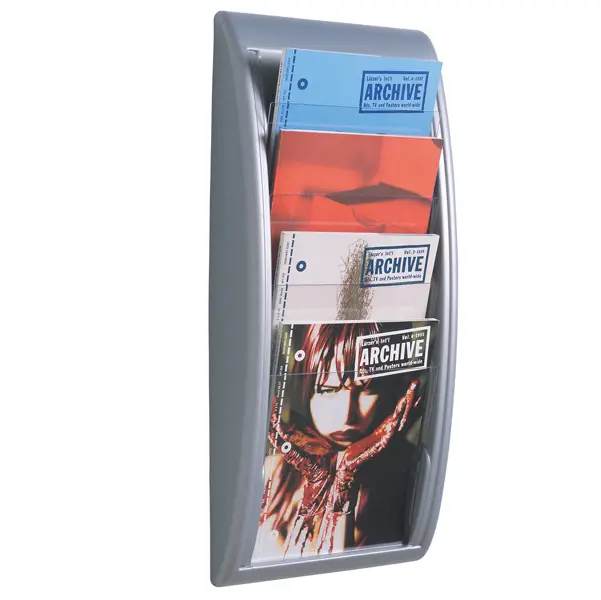 1x ESPOSITORE DA PARETE A 4 TASCHE A4 GRIGIO QUICK FIT SYSTEM
