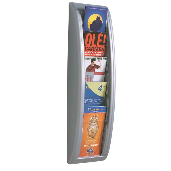 1x ESPOSITORE DA PARETE A 5 TASCHE A5 GRIGIO QUICK FIT SYSTEM