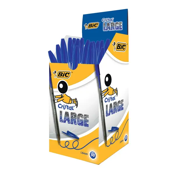 1x Scatola 50 penna sfera CRISTALR large 1,6mm blu BICR