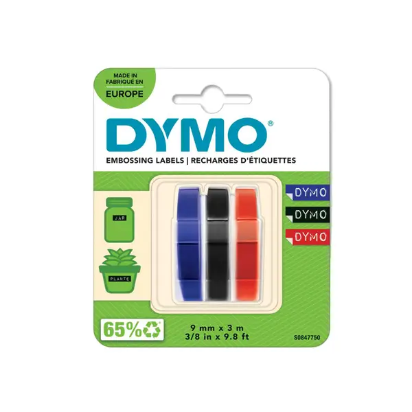1x BLISTER 3 NASTRI A RILIEVO 9MMX3M ASSORT.(NE-RO-BL) DYMO