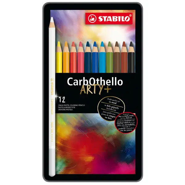 1x Astuccio metallo 12 CarbOthello colori assortiti Stabilo