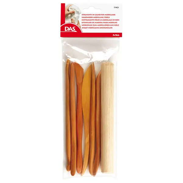 1x BLISTER 7 SPATOLE IN LEGNO PER MODELLARE DAS