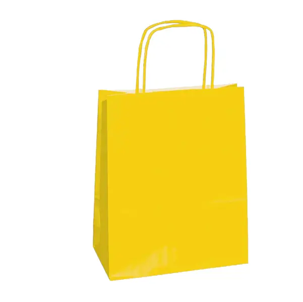 1x 25 SHOPPERS CARTA KRAFT 26x11x34,5cm TWISTED giallo