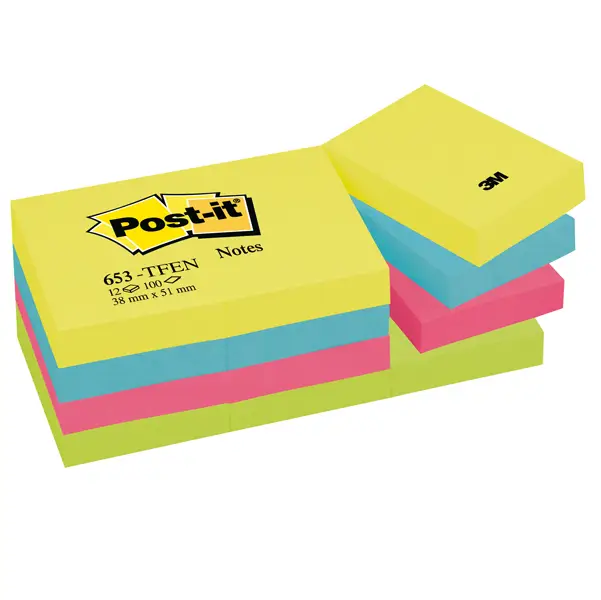 12x BLOCCO 100foglietti Post-itR 38x51mm 653-TFEN ENERGY 72GR ASSORTITO