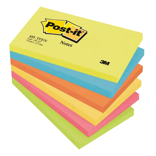 6x BLOCCO 100foglietti Post-itR 76x127mm 655-TFEN ENERGY 72GR ASSORTITO