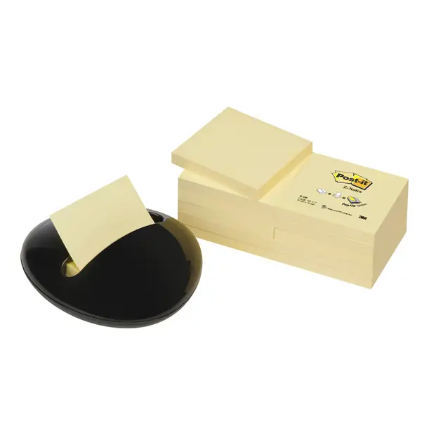 1x DISPENSER STONE NERO+12 RIC. 100fg Post-itR Z-Notes 76x76mm Giallo Canary