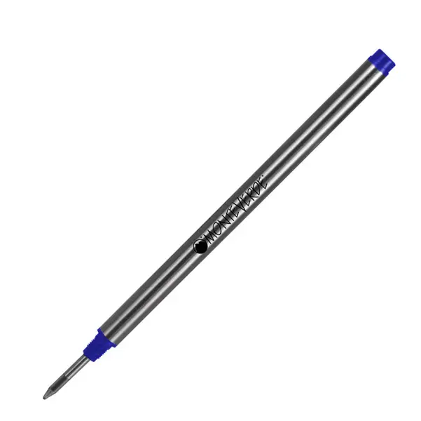 1x Blister 2 refill in metallo per ROLLER Montblanc R BLU PUNTA FINE