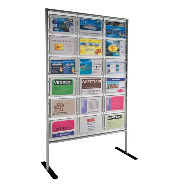 1x PORTA AVVISI MENPA DA TERRA CON 18 DISPLAY A4 ORIZZONTALI