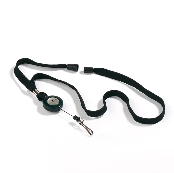 1x 10 CORDONCINO PORTABADGE CON YO-YO 10mmx80cm NERO DURABLE
