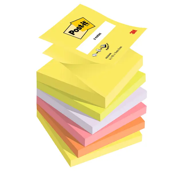 6x BLOCCO Post-itR Super Sticky Z-Notes 76x76mm 100fg R330-NR NEON