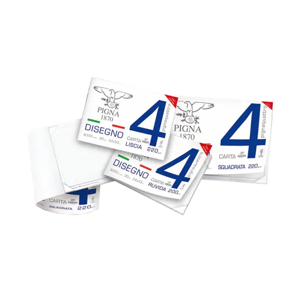 10x BLOCCO DISEGNO PIGNA4 24x33cm 4 angoli 20fg 200gr ruvido