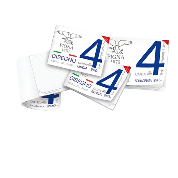 10x BLOCCO DISEGNO PIGNA4 24x33cm 4 angoli 20fg 200gr liscio squadrato