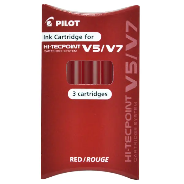 1x SET 3 REFILL ROLLER HI-TECPOINT V5-V7 RICARICABILE ROSSO BEGREEN PILOT