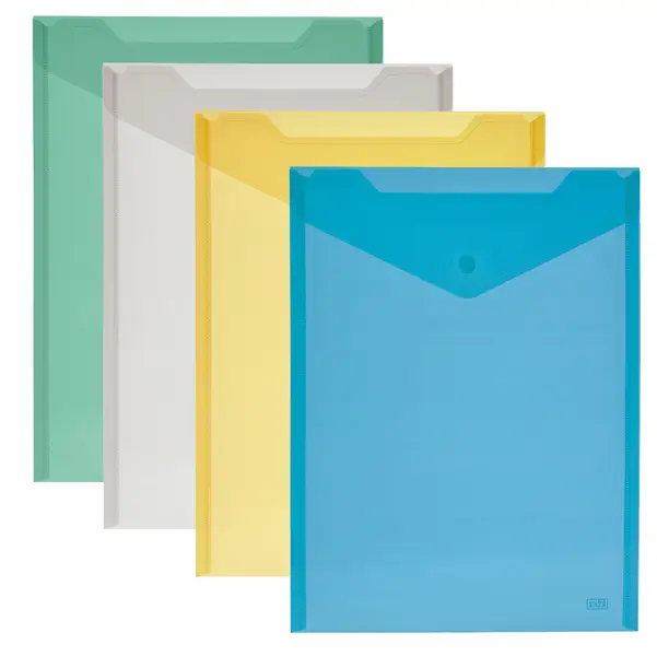 12x BUSTA CON BOTTONE 18x25cm - VERT. COLORI ASSORTITI LEBEZ