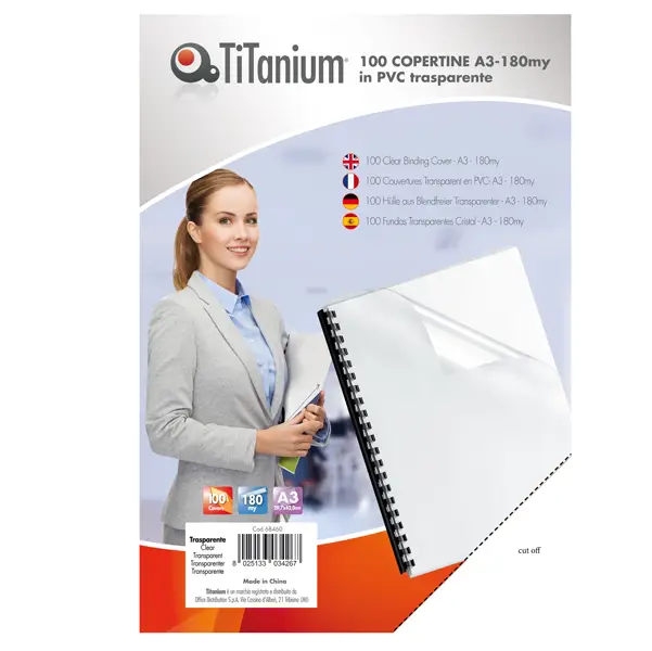 1x 100 COPERTINE A3 PVC TRASPARENTE 180my TiTanium