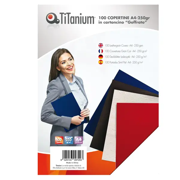 1x 100 COPERTINE A4 CARTONCINO GOFFRATO 250g ROSSO TiTanium