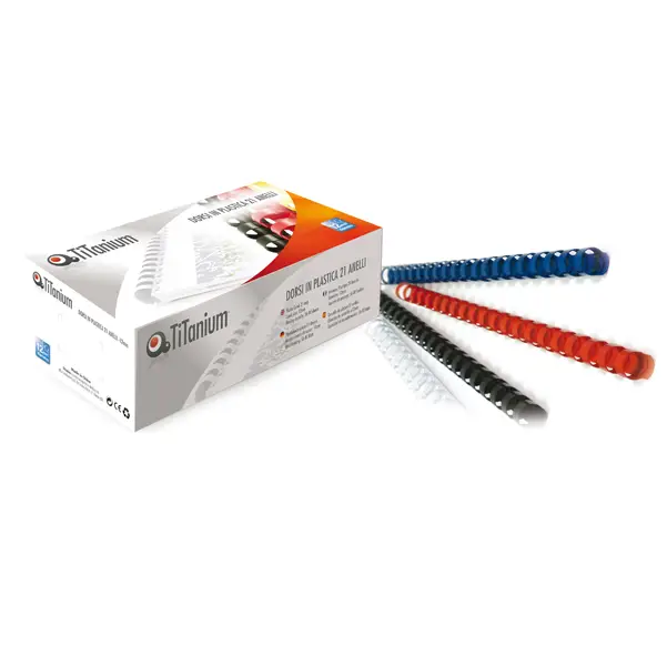 1x 50 DORSI PLASTICI 21 ANELLI 28MM NERO TiTanium