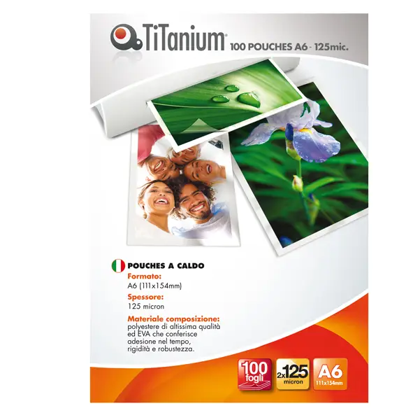 1x 100 POUCHES 111x154mm (A6) 125my TiTanium