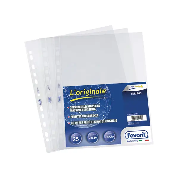1x 25 BUSTE FORATE LISCIO 22X30cm L'ORIGINALE FAVORIT