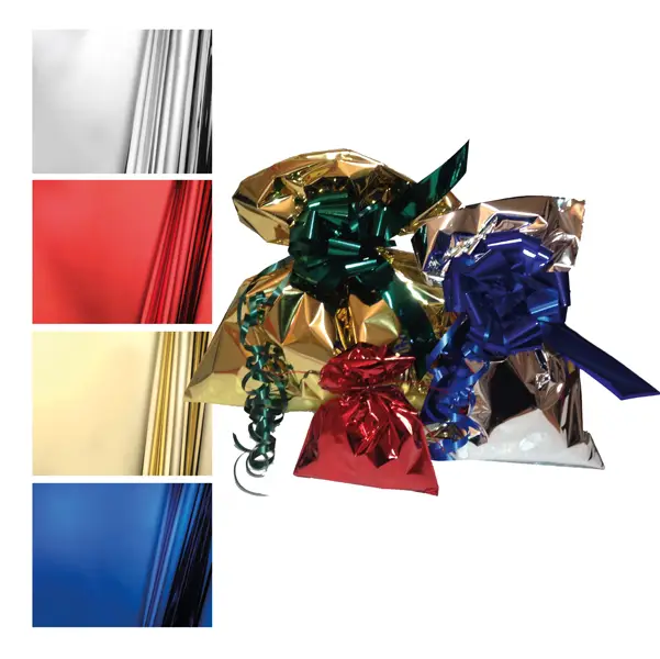 1x 50 BUSTE REGALO IN PPL METAL LUCIDO 35x50cm ROSSO senza patella adesiva