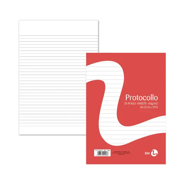 1x FOGLI PROTOCOLLO A4 60gr 20fg 1rigo BM