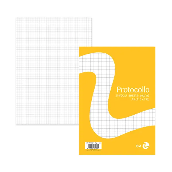 1x FOGLI PROTOCOLLO A4 60gr 20fg 5mm BM