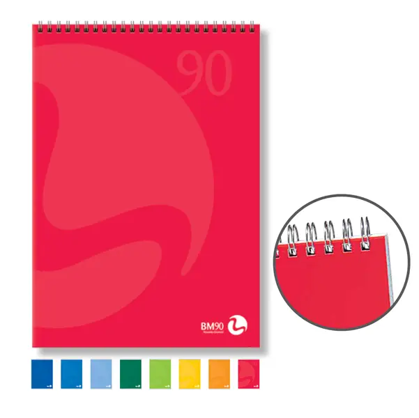 5x BLOCCO NOTES SPIRALATO lato corto 210x297mm 90gr 50fg 5mm COLOR BM