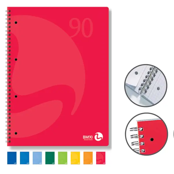 5x QUADERNO A5 16,3x21cm SPIRALATO 90gr 60fg 4fori microperf. 5mm COLORS BM