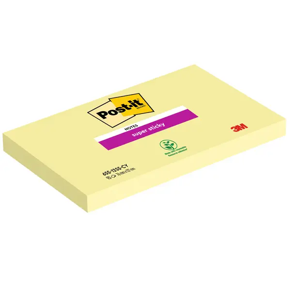 12x BLOCCO 90foglietti Post-itR SuperSticky Giallo Canary 76x127mm 655-12SS-CY
