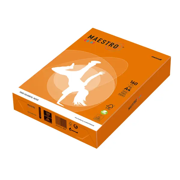 1x CARTA MAESTRO COLOR A4 210x297mm 160gr 250fg ARANCIO FORTE OR43 MONDI