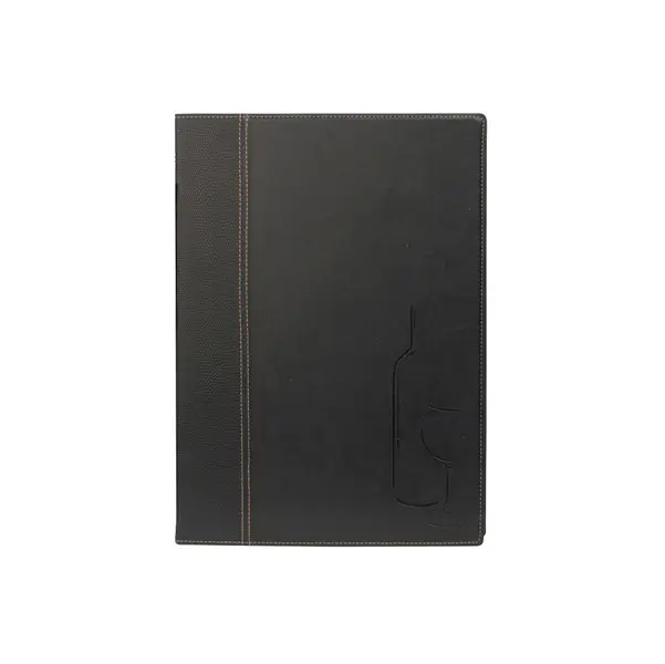1x CARTA DEI VINI A4-24x34cm NERO TRENDY con 1 INSERTO DOPPIO