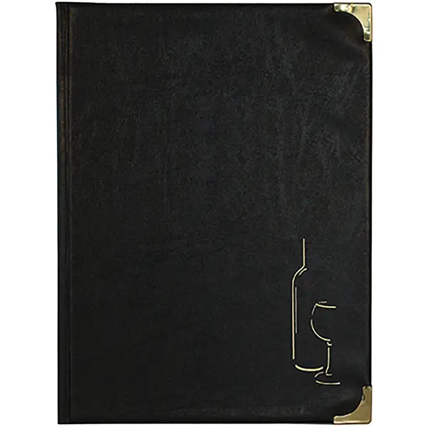 1x CARTA DEI VINI A4-31,5x24cm NERO in PVC BASIC con 4+2 BUSTE FISSE