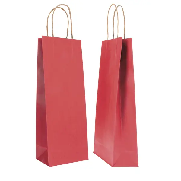 1x 20 SHOPPERS CARTA BIOKRAFT 14X9X38CM PORTABOTTIGLIE ROSSO