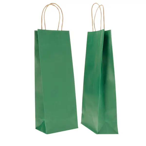 1x 20 SHOPPERS CARTA BIOKRAFT 14X9X38CM PORTABOTTIGLIE VERDE