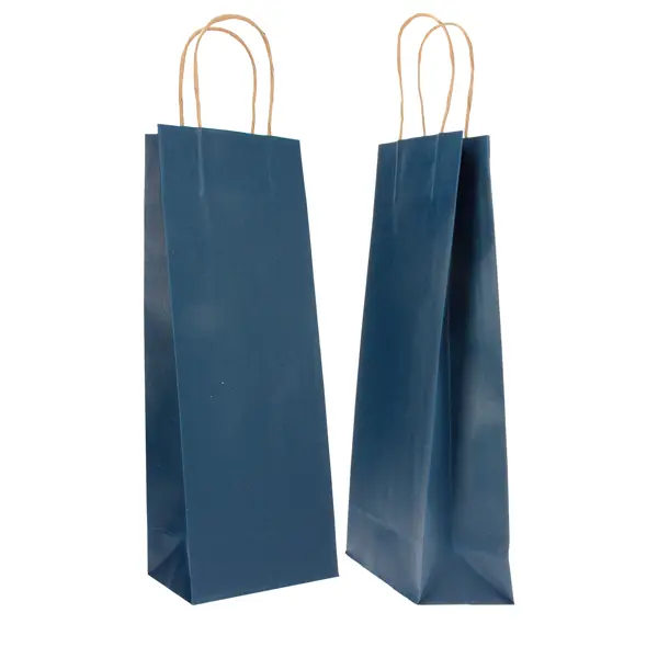 1x 20 SHOPPERS CARTA BIOKRAFT 14X9X38CM PORTABOTTIGLIE BLU