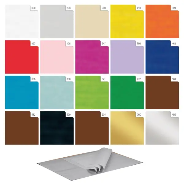 1x BUSTA 25fogli 50x70cm CARTA VELINA 24gr ARGENTO Rex Sadoch