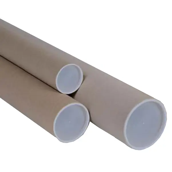 10x TUBO IN CARTONE AVANA doppio tappo trasparente 100cm D10cm