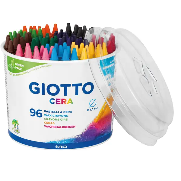 1x BARATTOLO 96 PASTELLI CERA 90mm D 8.5mm GIOTTO