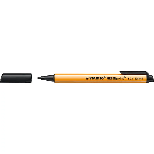 10x Pennarello GREENPOINTR 0.8mm STABILO NERO
