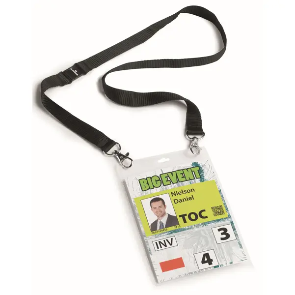 1x 10 PORTANOMI A6 con cordoncino NERO DURABLE
