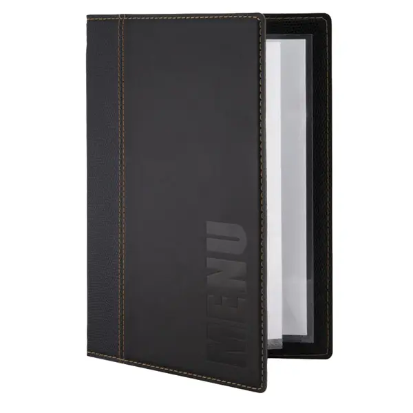 10x PORTA MENU' A5-18x25cm NERO TRENDY con 1 INSERTO DOPPIO