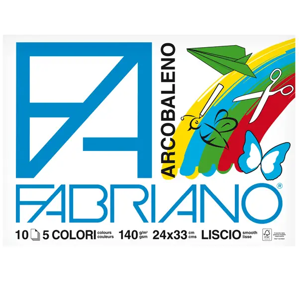 10x ALBUM ARCOBALENO (24X33CM) FG 10 140GR 5 COLORI FABRIANO