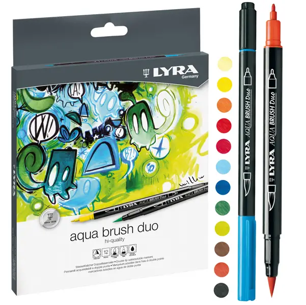 1x ASTUCCIO 12 PENNARELLI AQUA BRUSH DUO LYRA